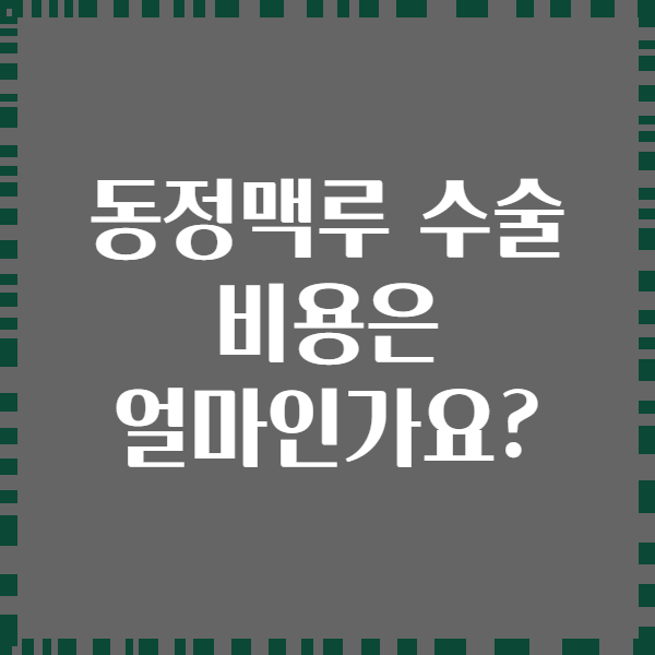 동정맥루 수술 비용은 얼마인가요?