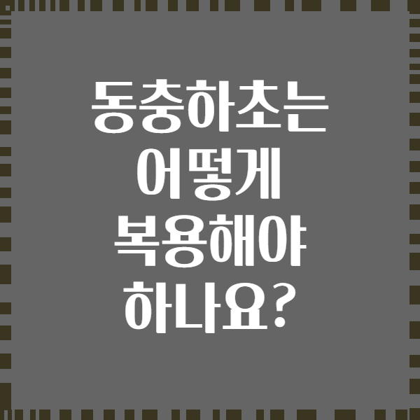 동충하초는 어떻게 복용해야 하나요?