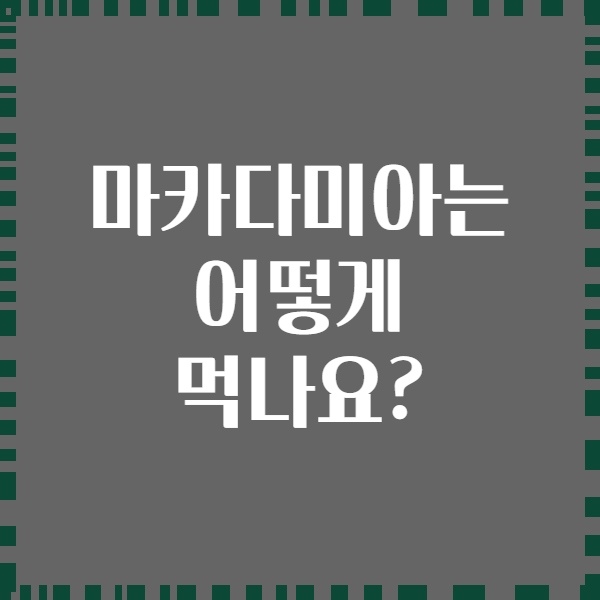 마카다미아는 어떻게 먹나요?