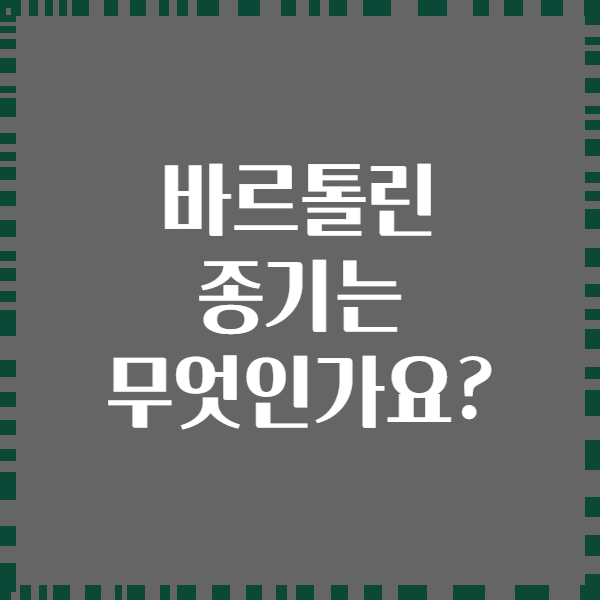 바르톨린 종기는 무엇인가요?