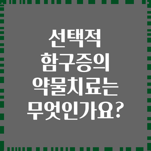 선택적 함구증의 약물치료는 무엇인가요?