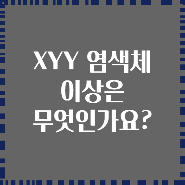 XYY 염색체 이상은 무엇인가요?