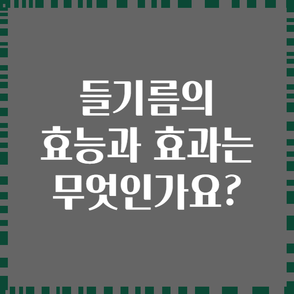 들기름의 효능과 효과는 무엇인가요?