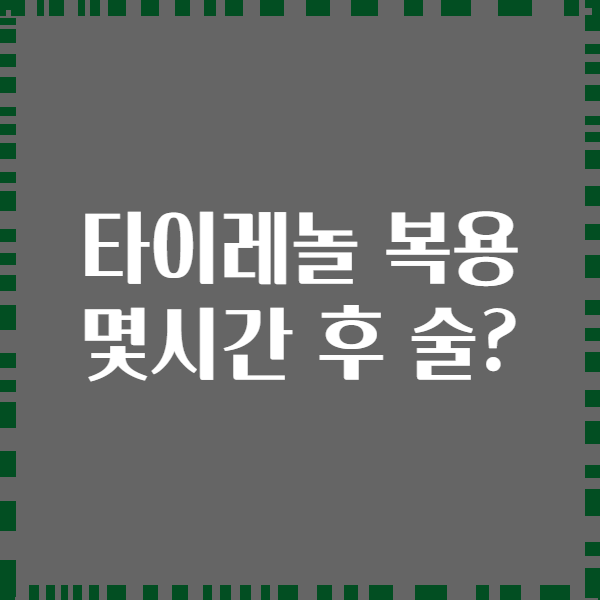 타이레놀 복용 몇시간 후 술?