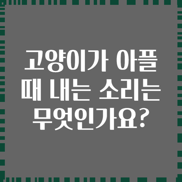 고양이가 아플 때 내는 소리는 무엇인가요?
