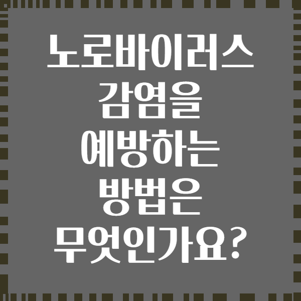 노로바이러스 감염을 예방하는 방법은 무엇인가요?