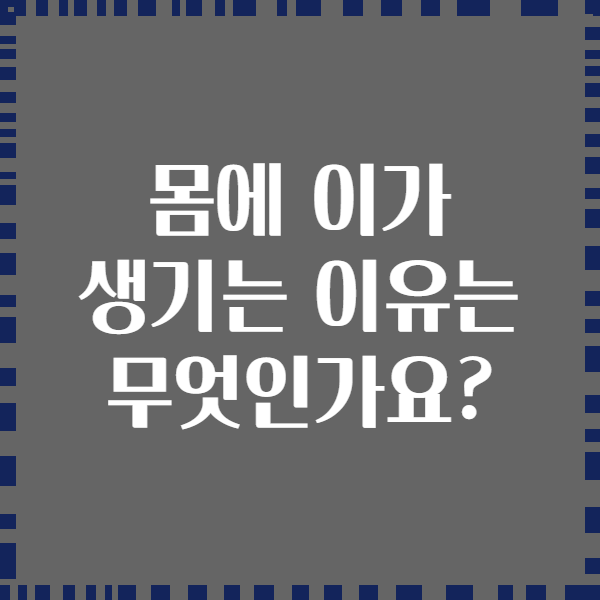 몸에 이가 생기는 이유는 무엇인가요?