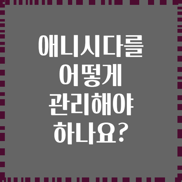 애니시다를 어떻게 관리해야 하나요?