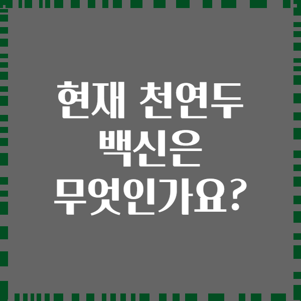 현재 천연두 백신은 무엇인가요?