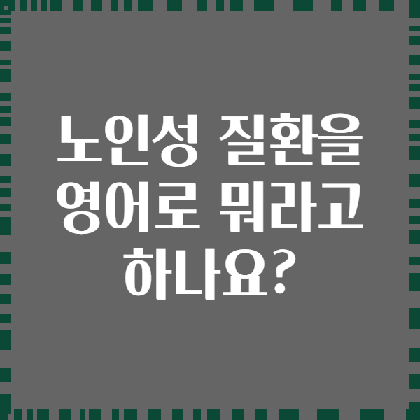 노인성 질환을 영어로 뭐라고 하나요?