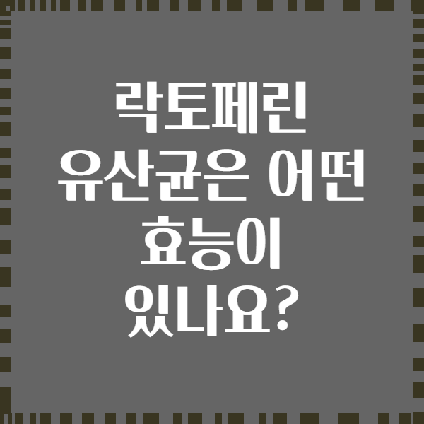 락토페린 유산균은 어떤 효능이 있나요?