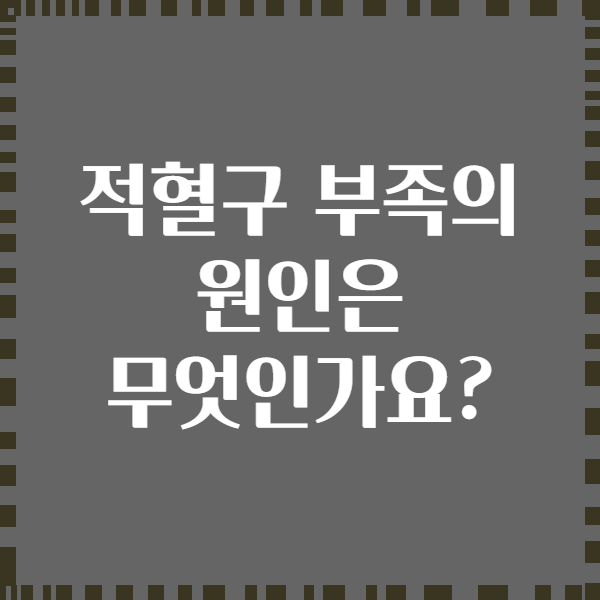 적혈구 부족의 원인은 무엇인가요?