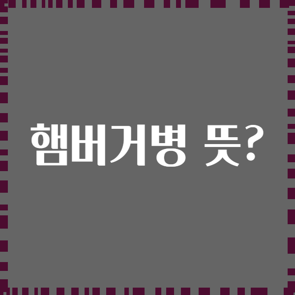 햄버거병 뜻?