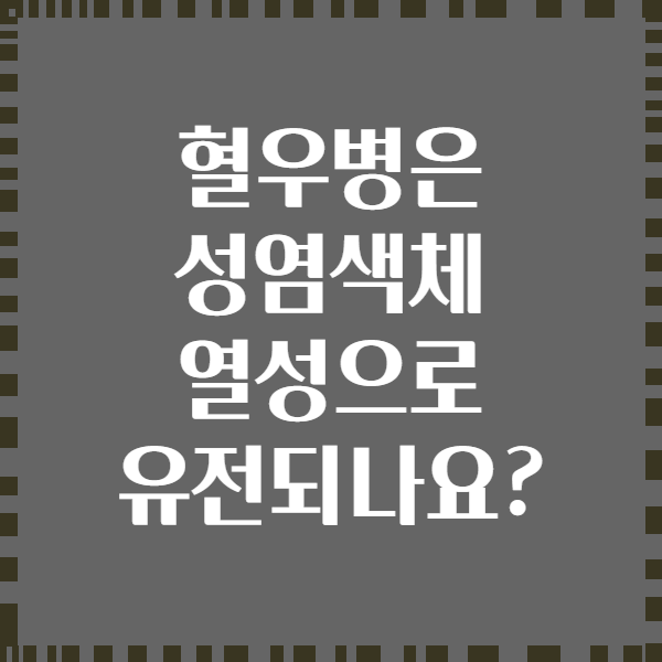 혈우병은 성염색체 열성으로 유전되나요?